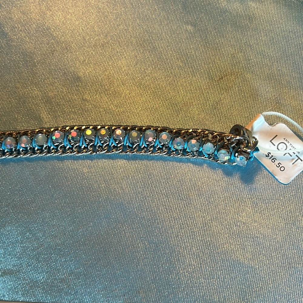 NEW Ann Taylor Loft Blue Iridescent Beaded bracelet